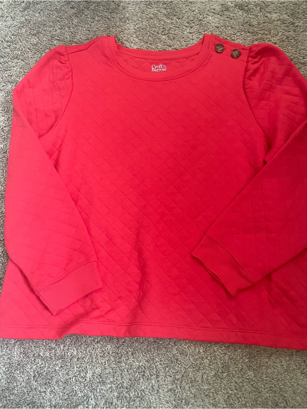 croft & barrow Quilted Long-Sleeve Pullover with Shoulder Buttons